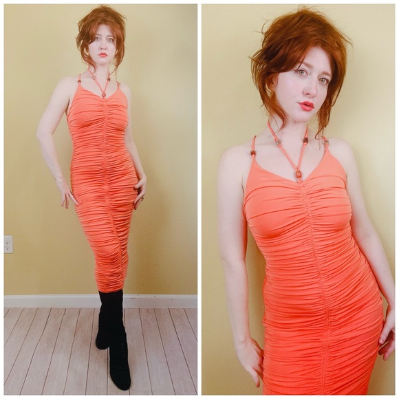 Elegant Orange Ruched Dress A.L.C. medium Ruched NWT - Picture 1 of 6